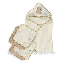 100% cotton washcloth set premium baby hooded towels--embroidered bear